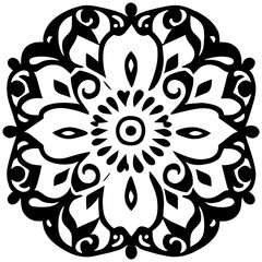 Flower clipart vector design black and white
