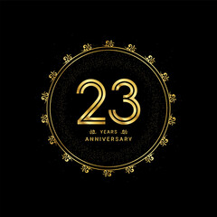 23rd anniversary with a golden number in a classic floral design template