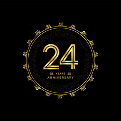 24 years anniversary with a golden number in a classic floral design template