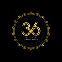 36 years anniversary with a golden number in a classic floral design template