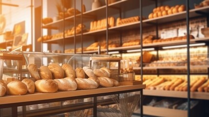 Blurred grocery store with organic and vegan products