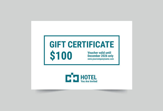 Hotel gift certificate template. A clean, modern, and high-quality design gift certificate vector design. Editable and customize template gift certificate