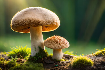 Fototapeta premium mushroom macro close up small mushrooms macro nature forest poisonous mushrooms mold