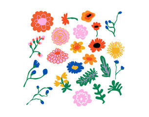 set of vector hand drawn flowers
