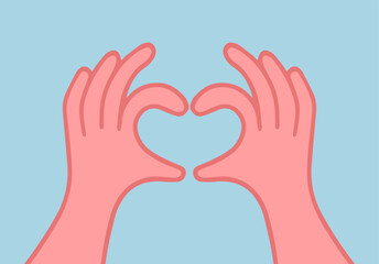 Hands making or formatting a heart symbol icon. I love you heart sign. Valentine day, message of love hand gesture, shapes heart with both hands.