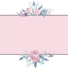 Hand painted watercolor floral frame and border. Watercolor floral banner isolated on white background. Can be used for greeting cards, wedding invitations, stationary and other.