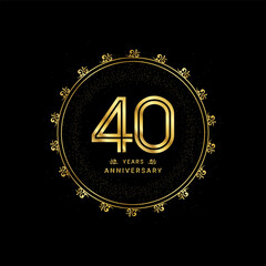 40 years anniversary with a golden number in a classic floral design template