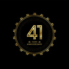 41st anniversary with a golden number in a classic floral design template