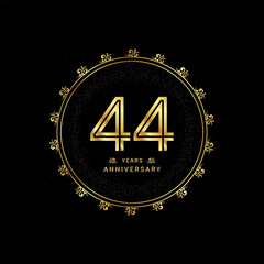 44 years anniversary with a golden number in a classic floral design template