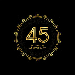 45 years anniversary with a golden number in a classic floral design template
