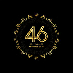 46 years anniversary with a golden number in a classic floral design template