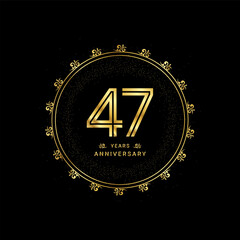47 years anniversary with a golden number in a classic floral design template