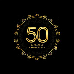 50 years anniversary with a golden number in a classic floral design template
