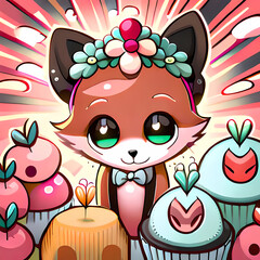 Fototapeta premium cute cartoon fox