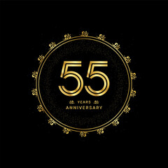 55 years anniversary with a golden number in a classic floral design template