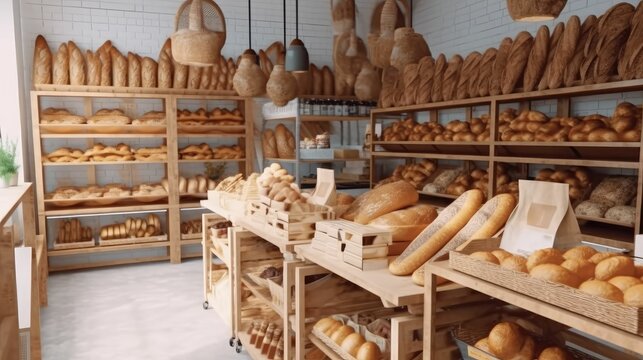 Blurred image of an eco-friendly vegan grocery bakery store
