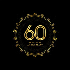60 years anniversary with a golden number in a classic floral design template