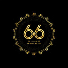 66 years anniversary with a golden number in a classic floral design template