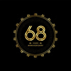 68 years anniversary with a golden number in a classic floral design template