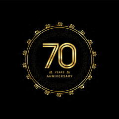 70 years anniversary with a golden number in a classic floral design template