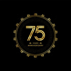 75 years anniversary with a golden number in a classic floral design template
