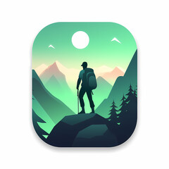 Hiking Adventure Logo App. Generative AI