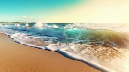 Wallpaper of a wave crashing on a sandy beach