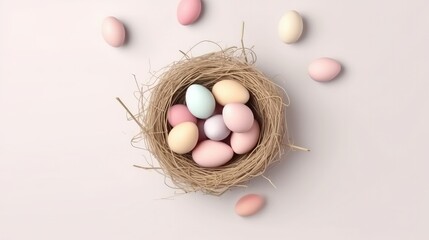Easter eggs and rabbit ears in the nest