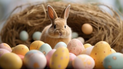 Fototapeta na wymiar Easter Bunny with Eggs