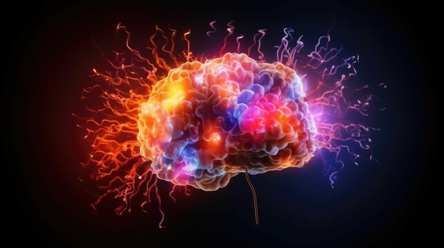 Human brain exploding with ideas, knowledge, and creativity