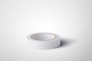 Roll of white sticky tape on the floor. Mock up. 3D illustration, 3D rendering.