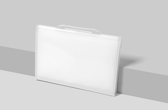 Plastic Folder Bag Mockup template isolated on white background, 3D illustration, 3D rendering.