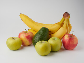 Fototapeta na wymiar ripe yellow bananas on a white background 