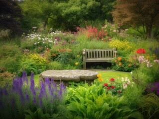 Fototapeta na wymiar Bloom of an English Garden, AI Generated