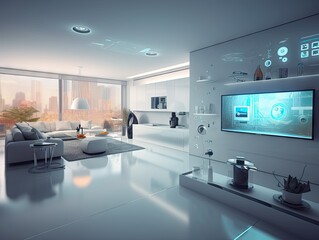 Futuristic Smart Home Living, AI Generated