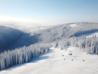 Winter Mountain View with Ski Slopes -ai generated
