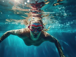 Female Swimmer at the Pool -ai generated