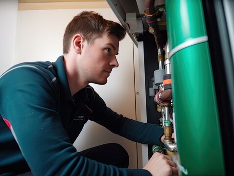 Technician Servicing Heating Boiler -ai generated