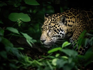 Fototapeta na wymiar Sleek and Stealthy Jaguar -ai generated 