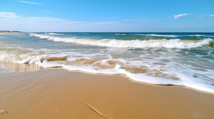 Fototapeta na wymiar Waves on a sandy beach in summer