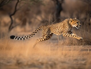 Cheetah in Full Sprint, AI Generated