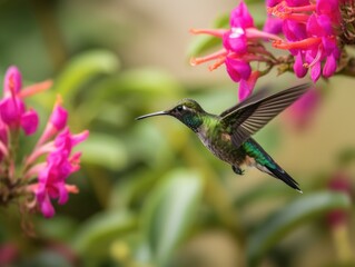 Fototapeta na wymiar Hummingbird's Rapid Wings, AI Generated
