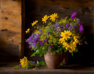 Fototapeta na wymiar Bouquet of wildflowers 