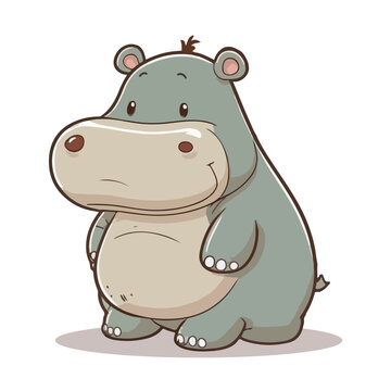 vector cute Hippopotamus cartoon style