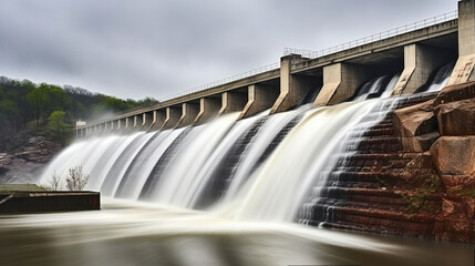 Water spilling over the dam, Generative AI