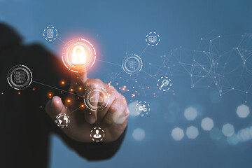 Digital transformation change management, internet of things. new technology bigdata and business process strategy, automate operation, customer service management, cloud computing, smart industry