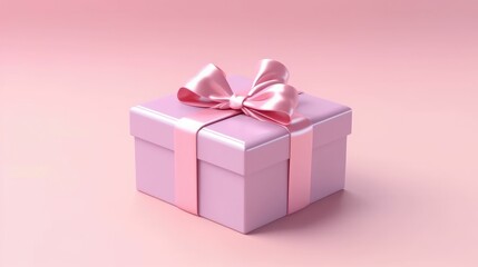 Pink pastel surprise gift box with ribbon