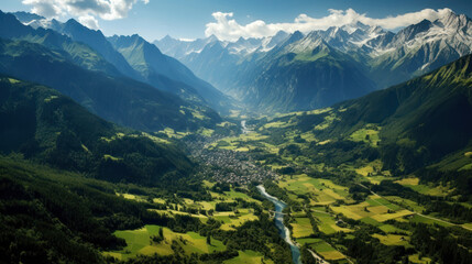 Alpine Splendor: A Majestic View of the German Alps. Generative AI