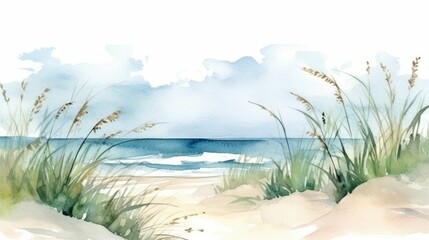 Fototapeta na wymiar Coastal dune with sea grass and beach in the background