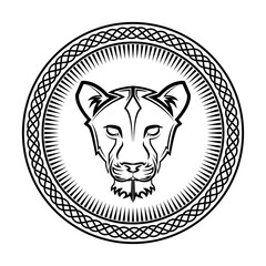 lioness vintage logo line art